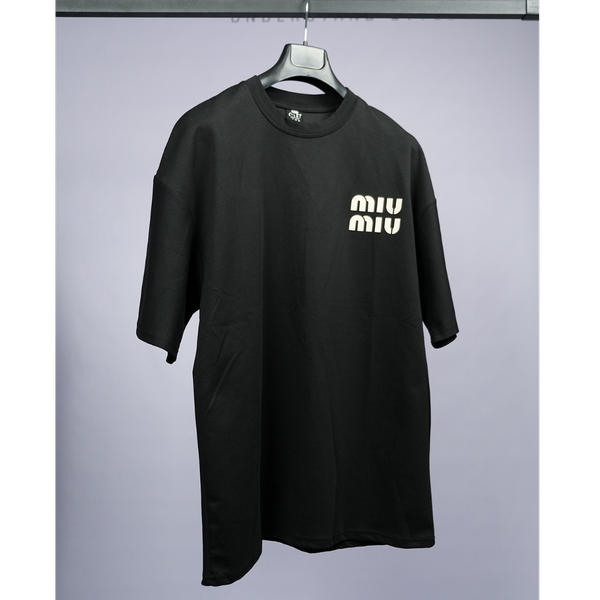 تیشرت وارداتی باکسی طرح miu miu مشکی