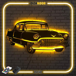 تابلو بک لایت طرح ماشین کلاسیک کادیلاک دیزانور کد D040