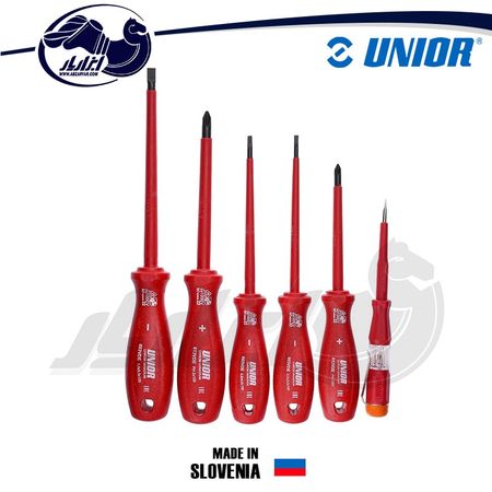 پیچ گوشتی و فازمتر عایق برق یونیور مدل 603CS6TVDE بسته 6 عددی