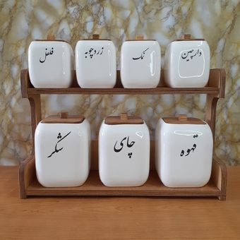 پاسماوری سرامیکی طرح مربعی تکست فارسی ست کامل