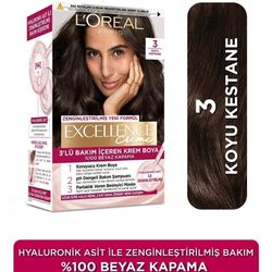 کیت رنگ مو لور-al شماره 3 قهوه ای مایل به قرمز تیره  مدل Excellence( ترکیه) ارسال فوری اصلی