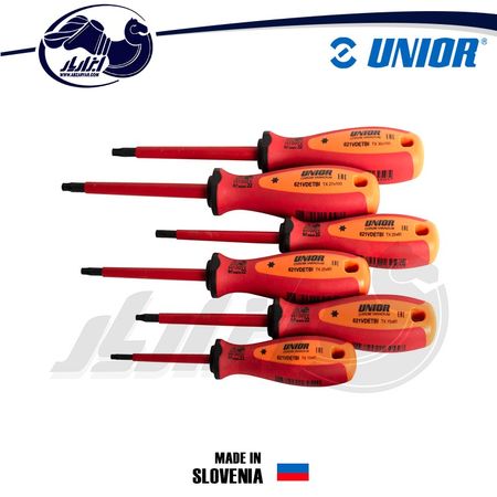 پیچ گوشتی ستاره ای عایق برق یونیور مدل 621CS6VDE-TBI بسته 6 عددی