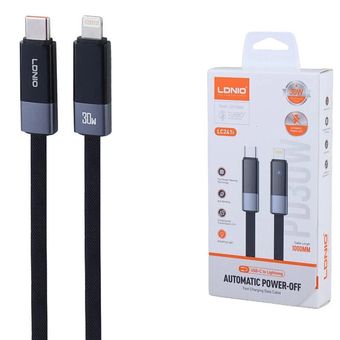 کابل تایپ سی به لایتنینگ فست شارژ 30 وات الدینیو LC241i