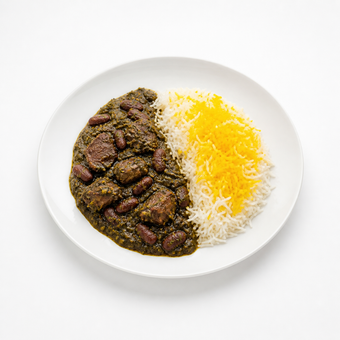 چلو خورشت قرمه سبزی