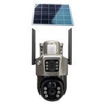 دوربین مداربسته تحت شبکه سیمکارتی چرخشی مدل V380_PRO با رزولوشن 2MP، پشتیبانی از کارت حافظه 128GB، منبع تغذیه پنل خورشیدی و اتصا