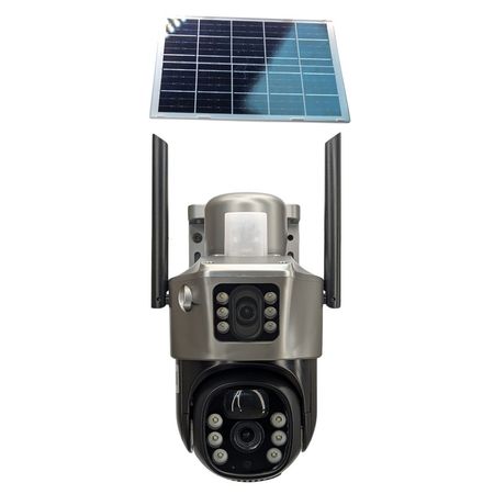 دوربین مداربسته تحت شبکه سیمکارتی چرخشی مدل V380_PRO با رزولوشن 2MP، پشتیبانی از کارت حافظه 128GB، منبع تغذیه پنل خورشیدی و اتصا