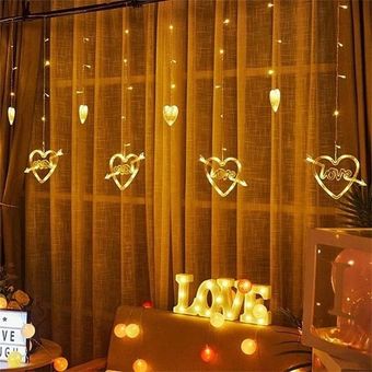 ریسه پرده‌ای قلب (Love) – قلب‌های نورانی، عاشقانه‌ترین جلوه نوری