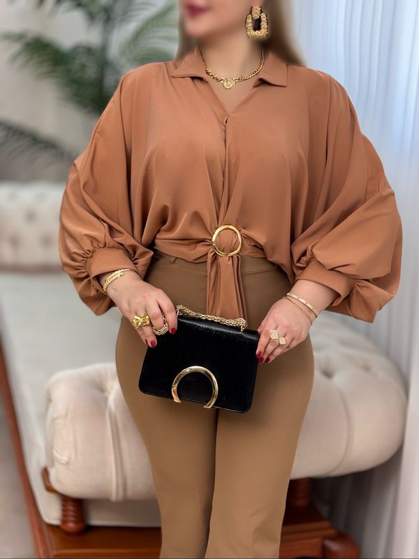 شومیز کرپ حلقه ای2823