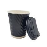 لیوان یکبار مصرف مدل کاغذی دوجداره درب دار 220cc بسته 300 عددی