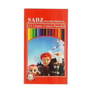 مداد رنگی 12 رنگ سبز طرح دار10700