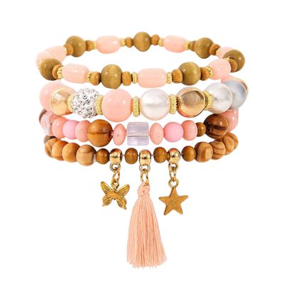 دستبند مهره ای زنانه مدل MDSS-CH3977 مجموعه 4 عددی