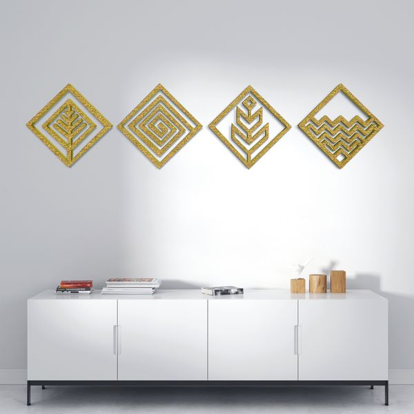 دیوارکوب مدل عناصر چهارگانه طرح لوزی مجموعه 4 عددی