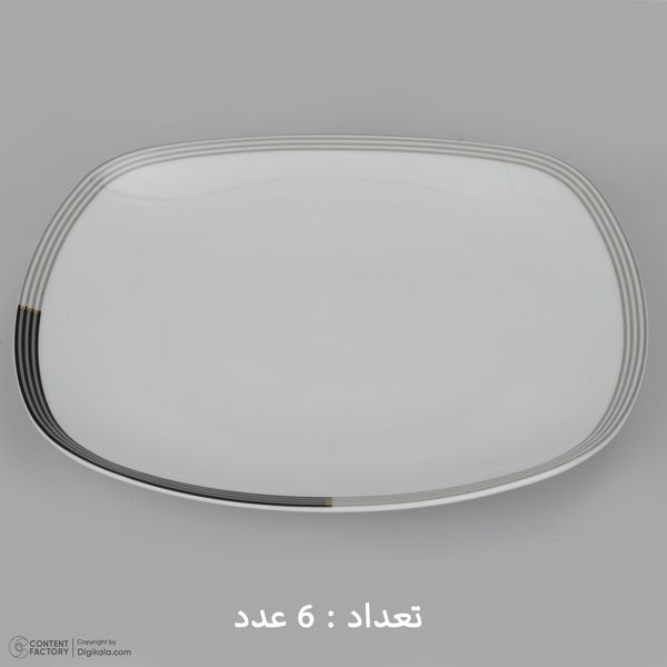 سرویس غذاخوری 27 پارچه چینی زرین ایران سری کواترو مدل وگاس اوریت درجه یک