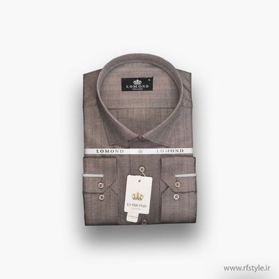 پیراهن مردانه راه‌راه قهوه‌ای سوخته پارچه کتان