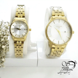 ساعت ست مارک CITIZEN استیل طلایی صفحه سفید کد 20000