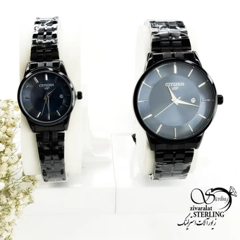 ساعت ست استیل مشکی صفحه آبی برند سیتیزن کد 20003