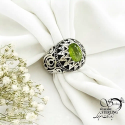 انگشتر نقره دستساز سنگ زبرجد کد 20015