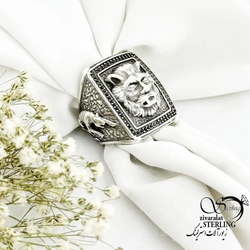 انگشتر نقره کله شیر با نقره 925 عیار کد 20016