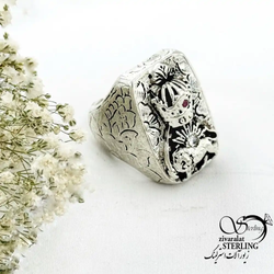 انگشتر نقره دست دوم شیر (تاج) سایز 61 کد 20019
