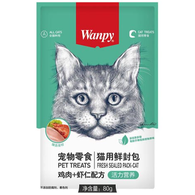 پوچ گربه‌ی ونپی با مرغ و میگو / Wanpy cat pouch with chicken and shrimp flavor
