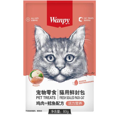 پوچ گربه‌ی ونپی با طعم مرغ و ماهی کاد / Wanpy cat pouch with chicken and codfish flavor