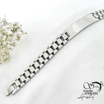 دستبند کلاسیک مردانه برند استیل (رولکس) کد 20170