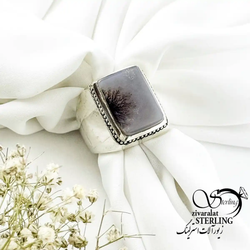 انگشتر نقره رکاب فیلی دستساز با سنگ عقیق شجر تک درخت کد 20190