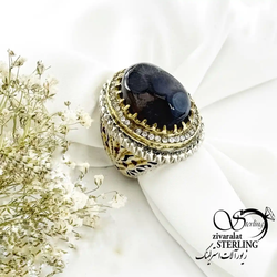 انگشتر نقره925 شجر قائن با نگین مخراج کاری یاقوت رکاب دستساز کد 20191