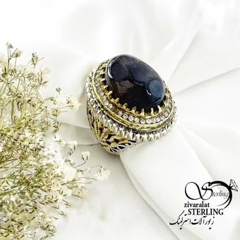 انگشتر نقره925 شجر قائن با نگین مخراج کاری یاقوت رکاب دستساز کد 20191