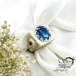 انگشتر مردانه توپاز سوئیس نقره925عیار رکاب دستساز کد 20201