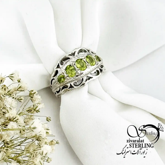 انگشتر زبرجد نقره925عیار رکاب دست ساز کد 20212