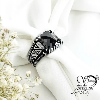 انگشتر ترک اونیکس نقره 925 عیار کد 20230