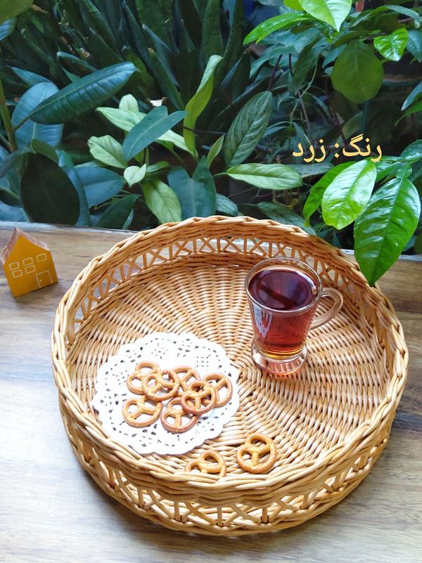 سینی حصیری بدون دسته استودیو راح