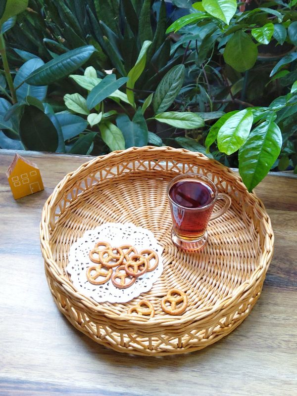 سینی حصیری بدون دسته استودیو راح