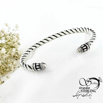 دستبند النگویی بنگل مردانه طرح طنابی عیار925 کد 20232