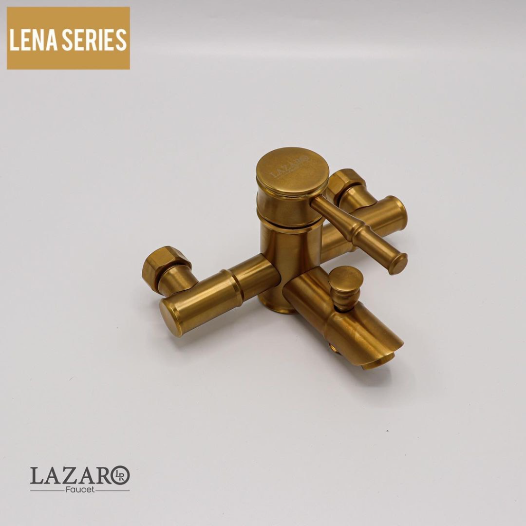 شیر حمام لازارو مدل لنا رنگ طلایی مات طرح بامبو