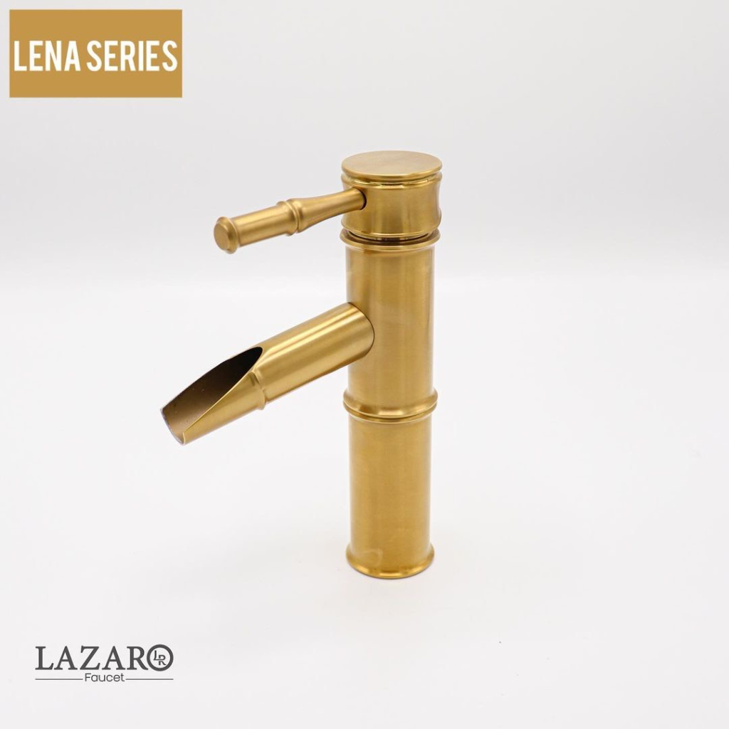 شیر روشویی لازارو مدل لنا پایه بلند و کوتاه رنگ طلایی مات