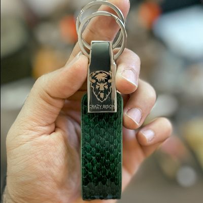 جاکلیدی چرم طبیعی مار سبز