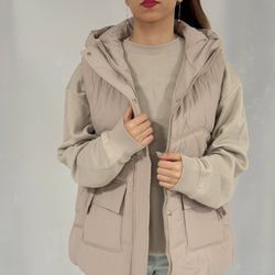 پافر زنانه کوتاه کلاه دار