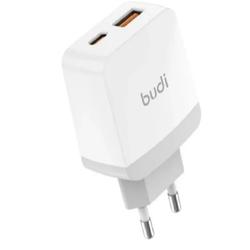 شارژر دیواری بودی مدل Budi AC940VEW با خروجی USB و USB-C و توان 20 وات