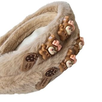 تل سر دخترانه پولیشی رنگ کرم قهوه‌ای با پیکسل کورومی قهوه‌ای