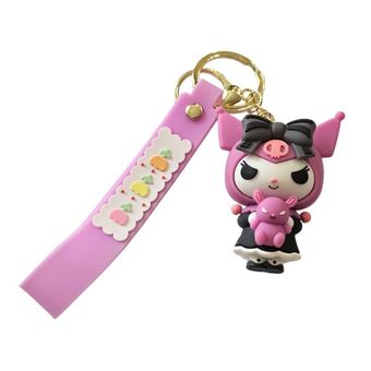 جاکلیدی و آویز کیف طرح کورومی بنفش صورتی