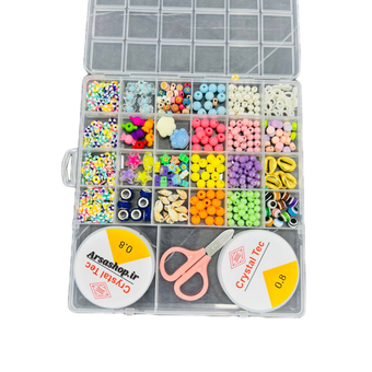 پک ملزومات ساخت دستبند و گردنبند مدل جعبه پریمیوم رنگی رنگی