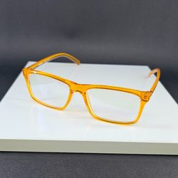 عینک فریم طبی مستطیلی دخترانه و پسرانه رنگ نارنجی مدل 3016