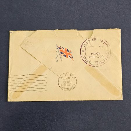 پاکت نامه انگلیسی بدون تمبر ارسال شده سال1941
