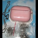 کاور ایرپاد سیلیکونی Airpod Pro/Pro 2 به همراه آویز و زنجیر رنگ صورتی