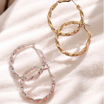 گوشواره حلقه ای  طرحدار کد E211