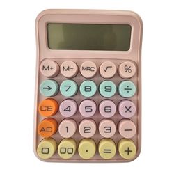 ماشین حساب دکمه برجسته رنگ صورتی کم رنگ با دکمه های رنگ پاستیلی فانتزی