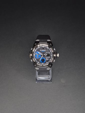 ساعت مچی جی شاک casio دو زمانه قاب استیل مشکی آبی