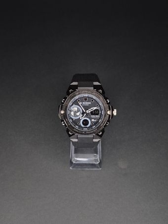 ساعت مچی جی شاک casio دو زمانه قاب فلزی مشکی